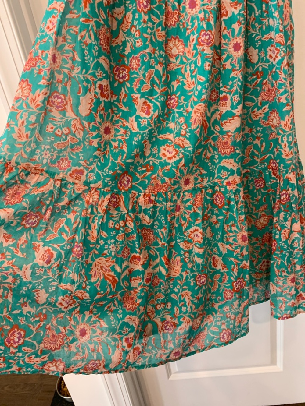 Fate Teal Floral Puff-Sleeve Midi  S Dress 100 percent cotton NWOT - Picture 5 of 13
